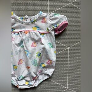 Cypress Row|Baby novelty print Colorful Fish Print short sleeve bubble romper•NB